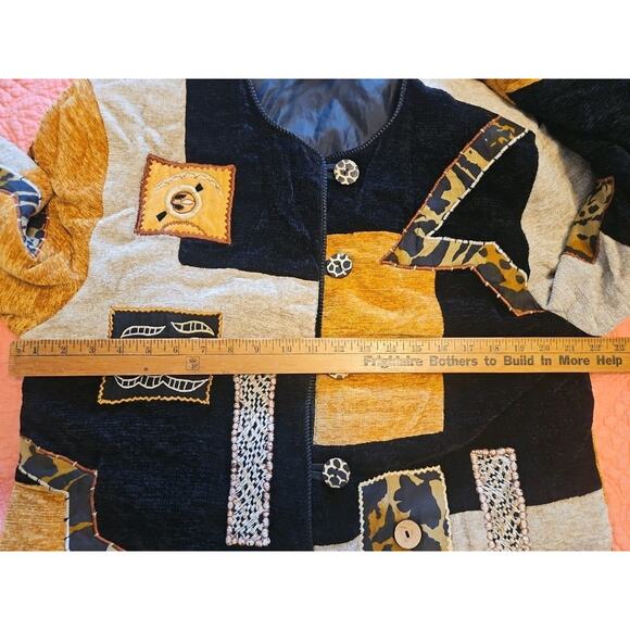 VTG Allure Boutique Jacket Patch Upholstery/Embroidery Button-up Womens Large - Picture 4 of 5